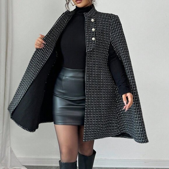 Black And White Party Women's Elegant Cloak - Picture 6 of 6